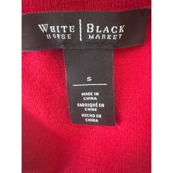 2/$30 White House Black Market Small Red Cardigan Sweater Embellished Shoulder - Picture 4 of 16